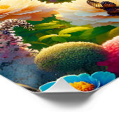 Fantasy Niedlich Forest Blume Schmetterlinge Poster (Ecke)