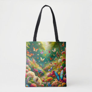 Fantasy Niedlich Forest Blume Schmetterlinge Tasche