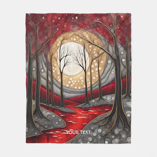Fantasy Niedlich Forest Night Red Fleecedecke (Vorderseite)