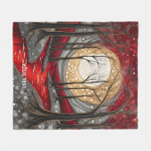 Fantasy Niedlich Forest Night Red Fleecedecke (Vorderseite (Horizontal))