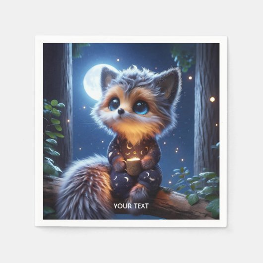 Fantasy Niedlich Fox Cub Kaffee Serviette (Vorderseite)