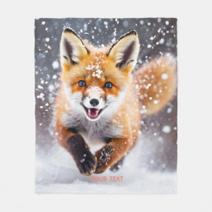 Fantasy Niedlich Fox Cub Snow Fleecedecke