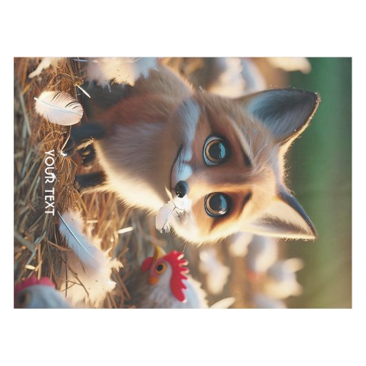 Fantasy Niedlich Fox Feathers Huhn Tischdecke (Vorderseite (Horizontal))