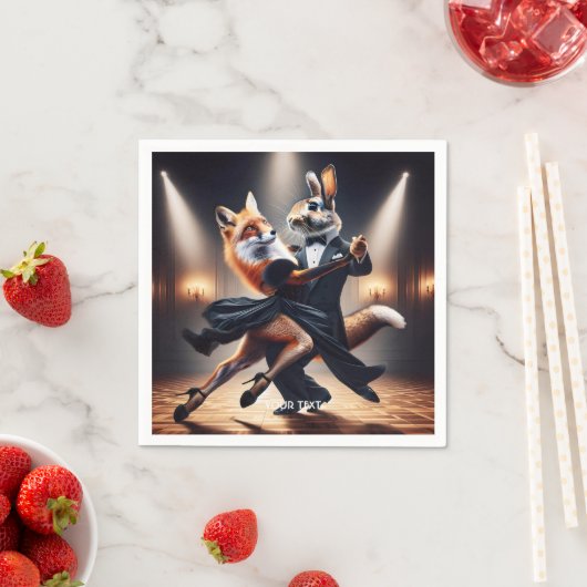 Fantasy Niedlich Fox Rabbit Tango Serviette (Beispiel)