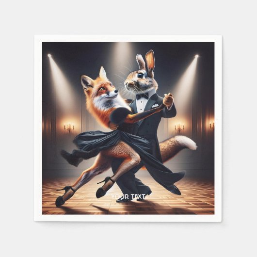 Fantasy Niedlich Fox Rabbit Tango Serviette (Vorderseite)