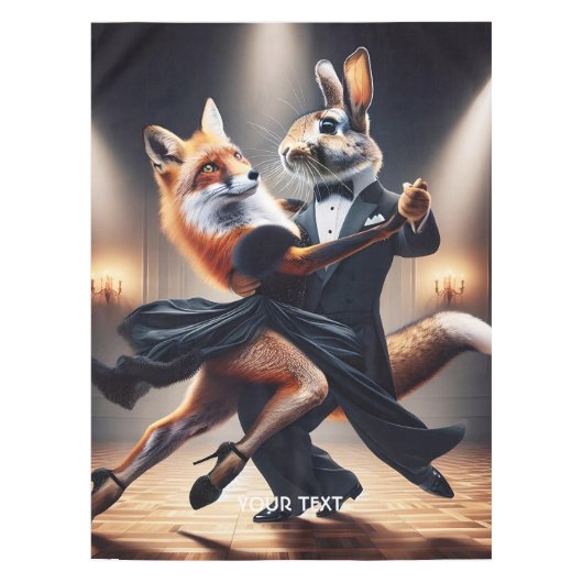 Fantasy Niedlich Fox Rabbit Tango Tischdecke (Vorderseite)