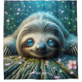 Fantasy Niedlich Friendly Lay Sloth Duschvorhang (Vorderseite)