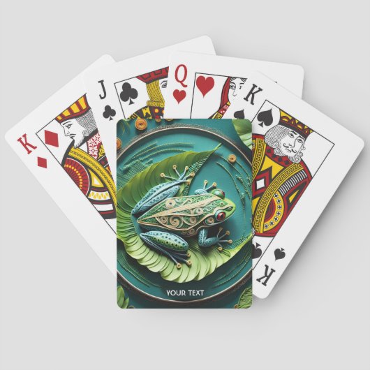 Fantasy Niedlich Frog Blätter Filigree Spielkarten (Rückseite)