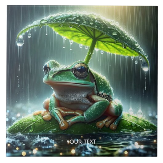 Fantasy Niedlich Frosch Leaf Umbrella Fliese (Vorderseite)