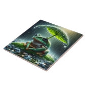 Fantasy Niedlich Frosch Leaf Umbrella Fliese (Seite)