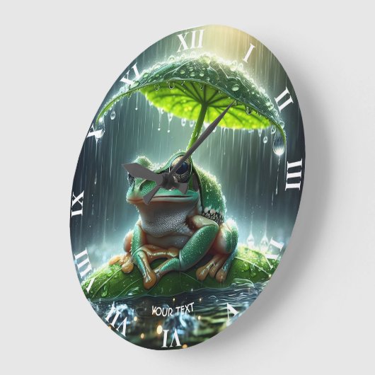 Fantasy Niedlich Frosch Leaf Umbrella Große Wanduhr (Winkel)