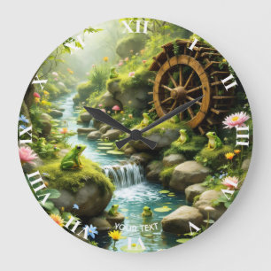 Fantasy Niedlich Froschwald Große Wanduhr