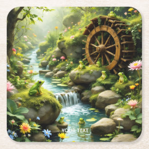 Fantasy Niedlich Froschwald Rechteckiger Pappuntersetzer
