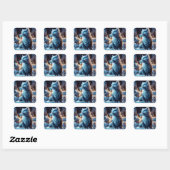Fantasy Niedlich Frozen Cat Blume Quadratischer Aufkleber (Blatt)