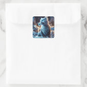 Fantasy Niedlich Frozen Cat Blume Quadratischer Aufkleber (Tasche)