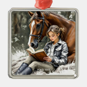 Fantasy Niedlich Garden Horse Girl Ornament Aus Metall