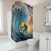 Fantasy Niedlich gestanztes Glas Surfer Duschvorhang (Beispiel)