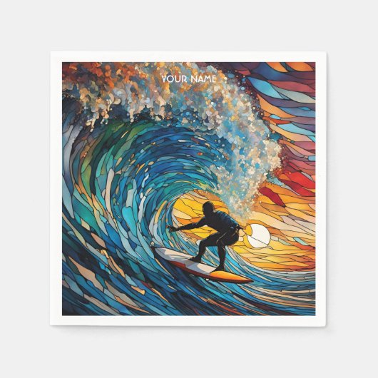 Fantasy Niedlich gestanztes Glas Surfer Serviette (Vorderseite)