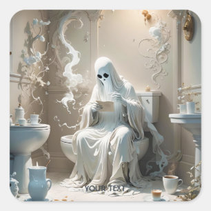 Fantasy Niedlich Ghost Bathroom Paper Quadratischer Aufkleber