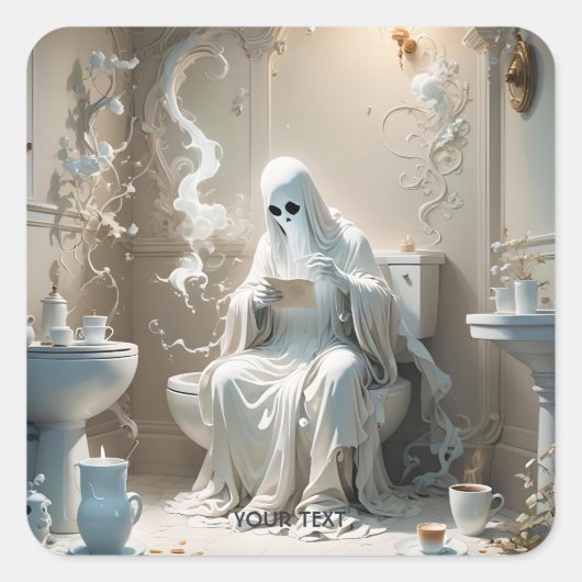 Fantasy Niedlich Ghost Bathroom Paper Quadratischer Aufkleber (Vorderseite)