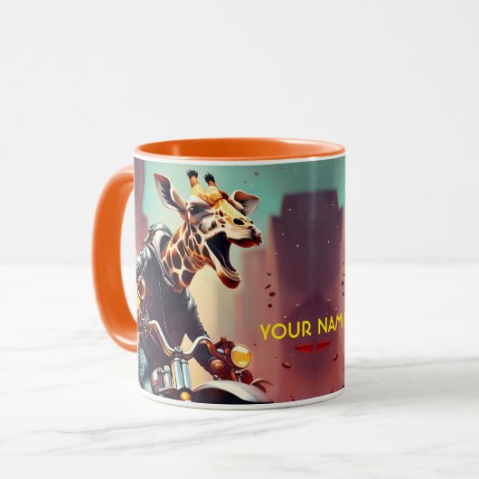 Fantasy Niedlich Giraffe Reitrad Tasse (Vorderseite Links)