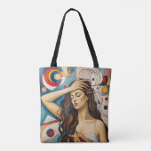 Fantasy Niedlich Girl Cubist Style Tasche (Rückseite)