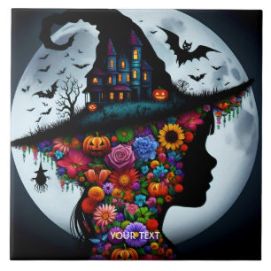 Fantasy Niedlich Girl Hexe Halloween Fliese