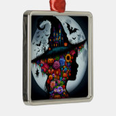 Fantasy Niedlich Girl Hexe Halloween Ornament Aus Metall (Rechts)