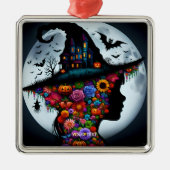 Fantasy Niedlich Girl Hexe Halloween Ornament Aus Metall (Vorne)
