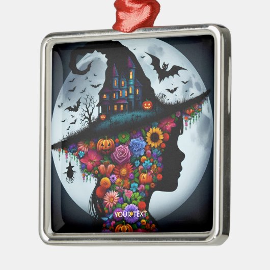 Fantasy Niedlich Girl Hexe Halloween Ornament Aus Metall (Links)