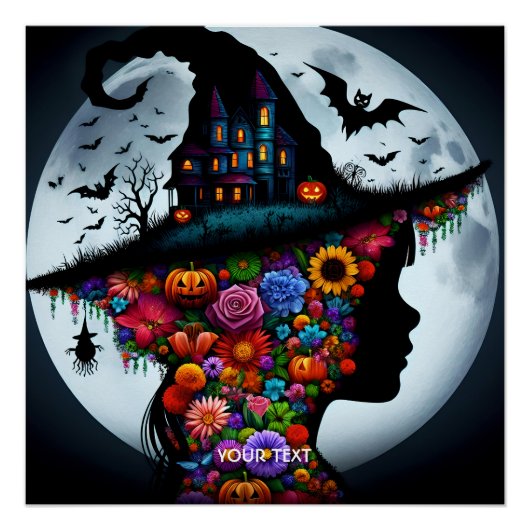 Fantasy Niedlich Girl Hexe Halloween Poster (Vorderseite)
