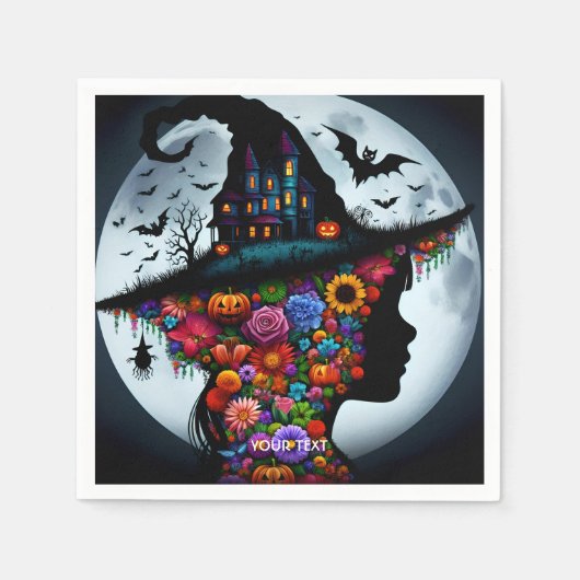 Fantasy Niedlich Girl Hexe Halloween Serviette (Vorderseite)