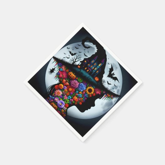 Fantasy Niedlich Girl Hexe Halloween Serviette (Ecke)