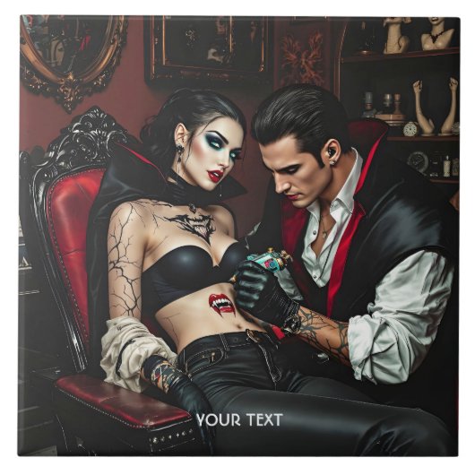 Fantasy Niedlich Girl Man Tattoo Fliese (Vorderseite)