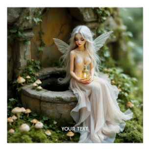 Fantasy Niedlich Girl Mushrooms Lantern Poster