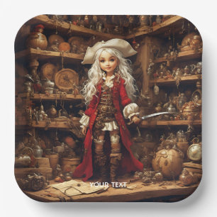 Fantasy Niedlich Girl Pirate Hat Pappteller