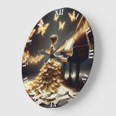 Fantasy Niedlich Girl Playing Piano Große Wanduhr (Winkel)