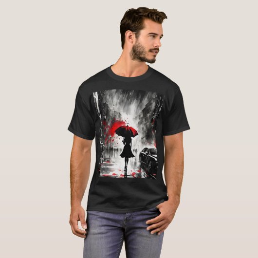 Fantasy Niedlich Girl Rain Regenschirm T-Shirt (Vorne ganz)