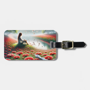Fantasy Niedlich Girl Red Blume Gepäckanhänger