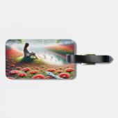 Fantasy Niedlich Girl Red Blume Gepäckanhänger (Rückseite horizontal)