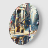 Fantasy Niedlich Girl Shop Window Große Wanduhr (Winkel)