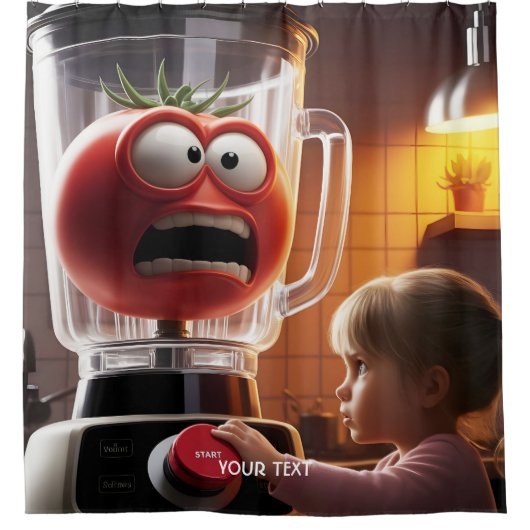 Fantasy Niedlich Girl Tomato Blender Duschvorhang (Vorderseite)