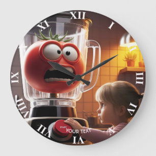 Fantasy Niedlich Girl Tomato Blender Große Wanduhr