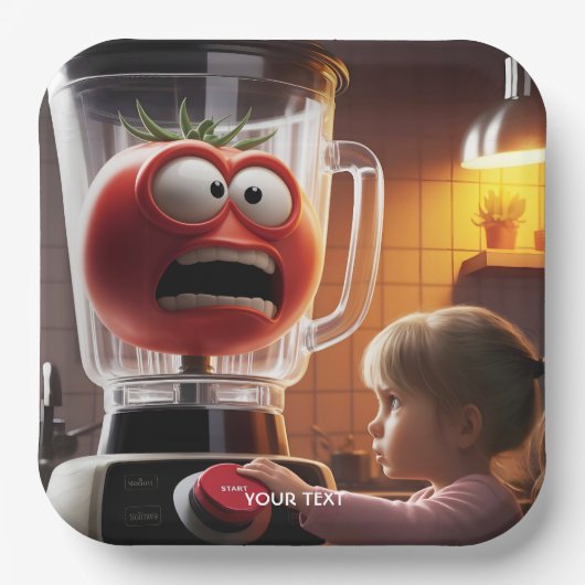 Fantasy Niedlich Girl Tomato Blender Pappteller (Vorderseite)