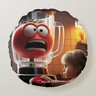 Fantasy Niedlich Girl Tomato Blender Rundes Kissen