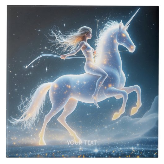 Fantasy Niedlich Girl Unicoro Space Fliese (Vorderseite)