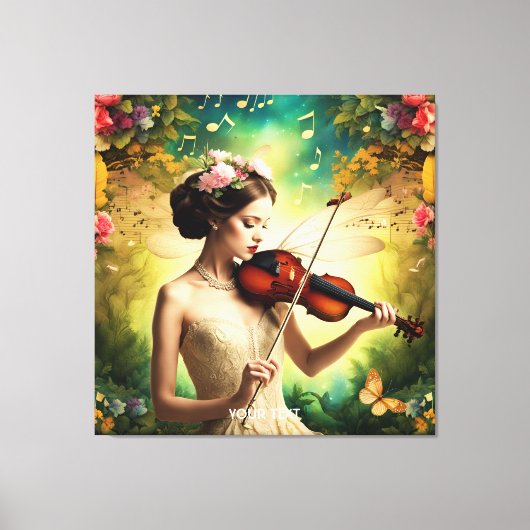 Fantasy Niedlich Girl Violin Blume Leinwanddruck (Vorderseite)