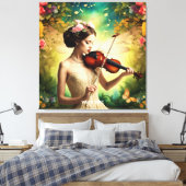 Fantasy Niedlich Girl Violin Blume Leinwanddruck (Insitu (Schlafzimmer))
