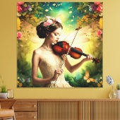 Fantasy Niedlich Girl Violin Blume Leinwanddruck (Insitu (Wohnzimmer))
