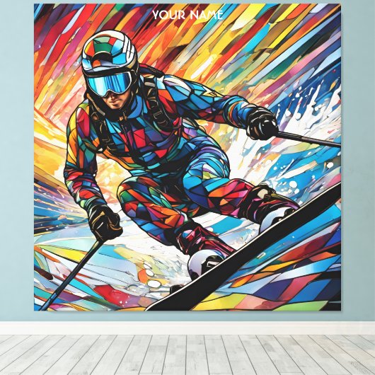 Fantasy Niedlich Glass Alpin Ski Leinwanddruck (Insitu (Holzboden))